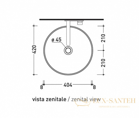 раковина накладная flaminia twin  tw42c, ø 420х160h мм, без отверстия под смеситель, без перелива, белый глянцевый 